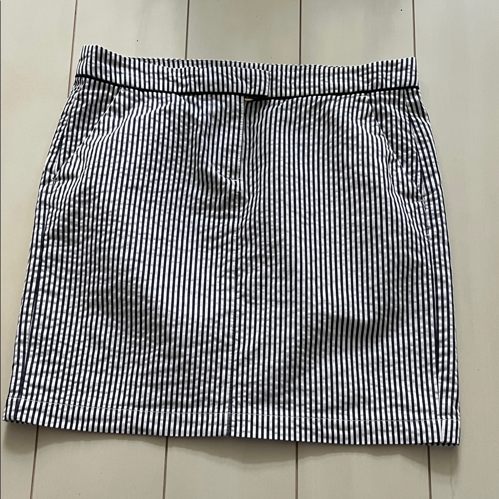 Tommy Hilfiger Blue and White Seersucker Striped Skirt size 8